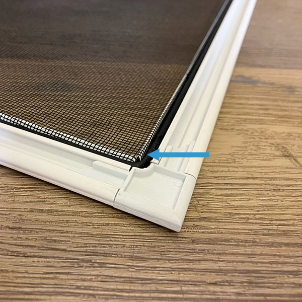 Mesh secured with rubber banding